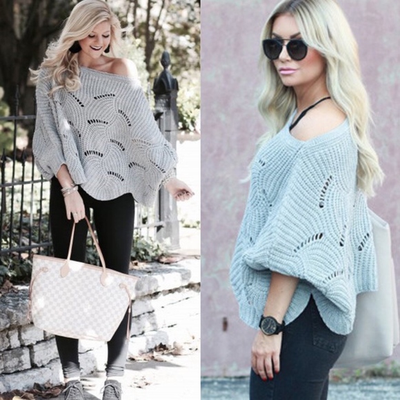 KYLIE Loose Knit Dolman Sweater - GREY - Picture 2 of 3